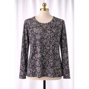 32 Degrees Cool Sun Protection Top Womens XL Black White Tropical Palm UPF50